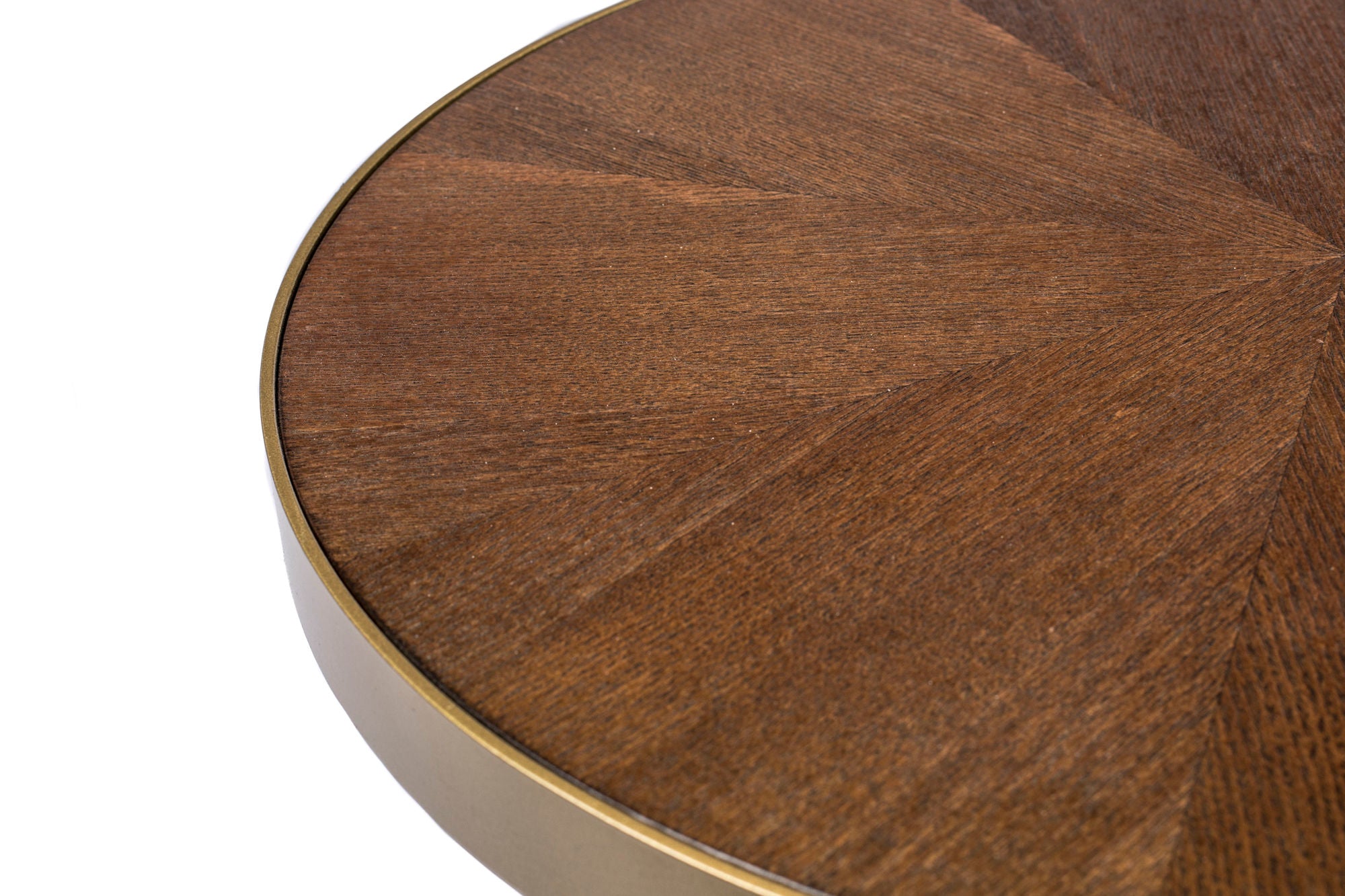 Denise Brown Wood & Gold Round Coffee Table